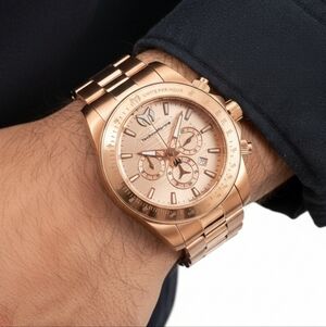 NWT Authentic Technomarine Manta Ray Chronograph Rose Gold Dial Men's Watch